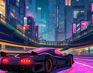 loneleaf8_a_car_driving_down_a_highway_cyberpunk_neon_colors__126740e5-5def-4c53-99f2-c1122afb33ba_3